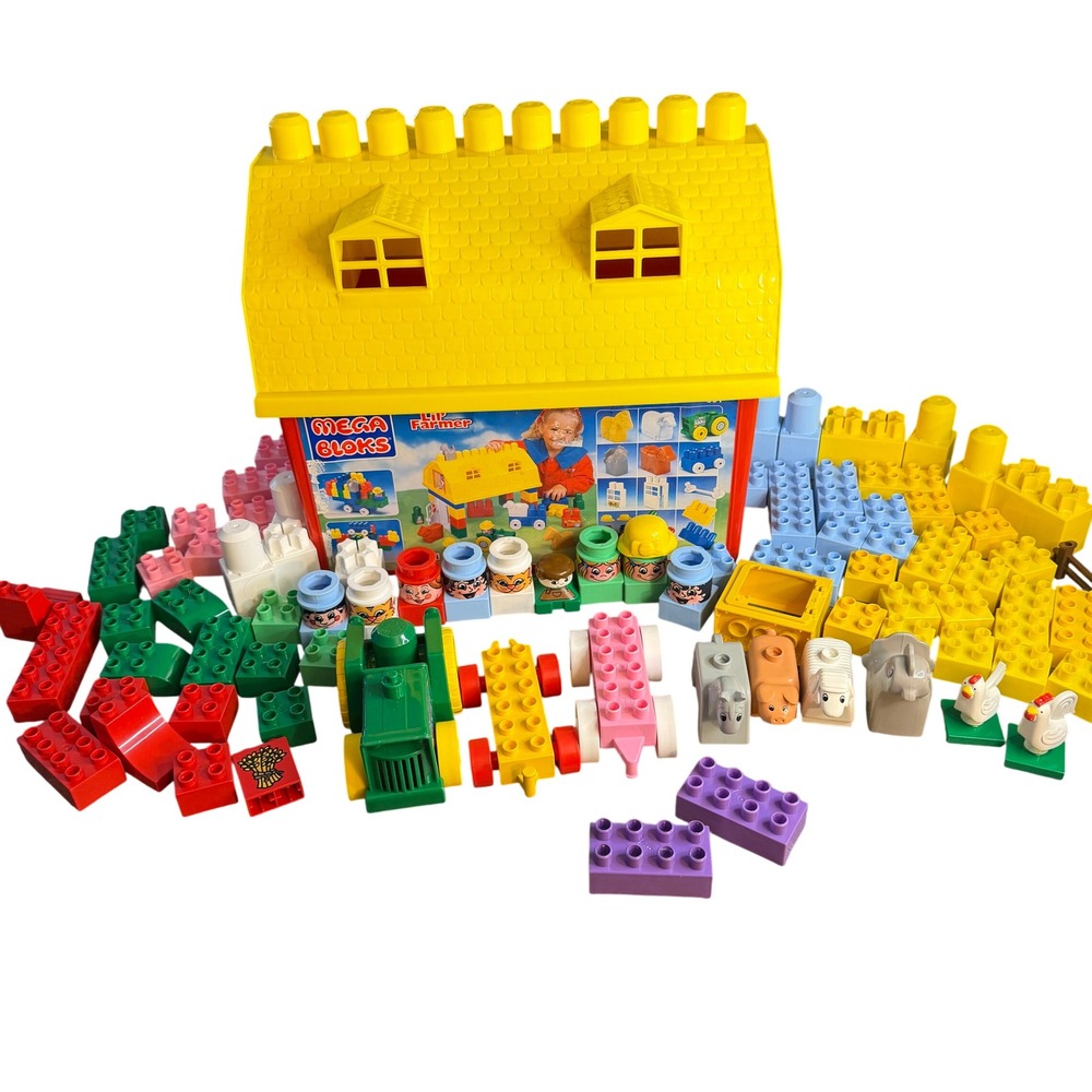 Vintage Mega Bloks Lil Farmer 801 Barn Building Set‎ with Tractor and Animals